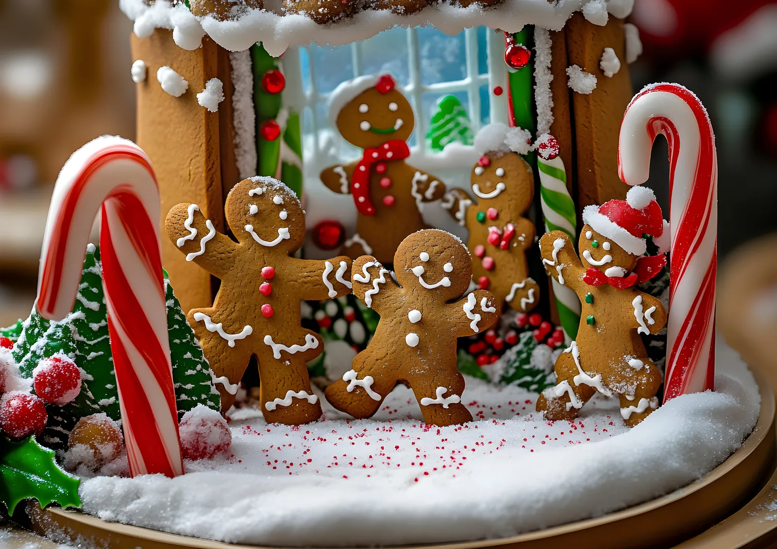 A jar of iced gingerbread cookies